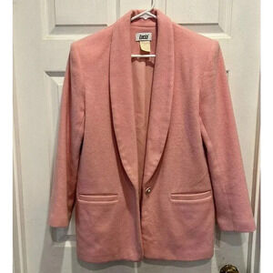 Vintage Lucia Pink Blazer Jacket Made USA 80s 90s Lined‎ Womens Sz 8 Wool Blend